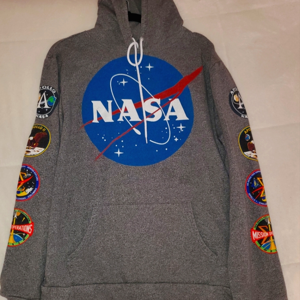 Authentic Buzz Aldrin NASA Gray Hoodie with Mission Patches